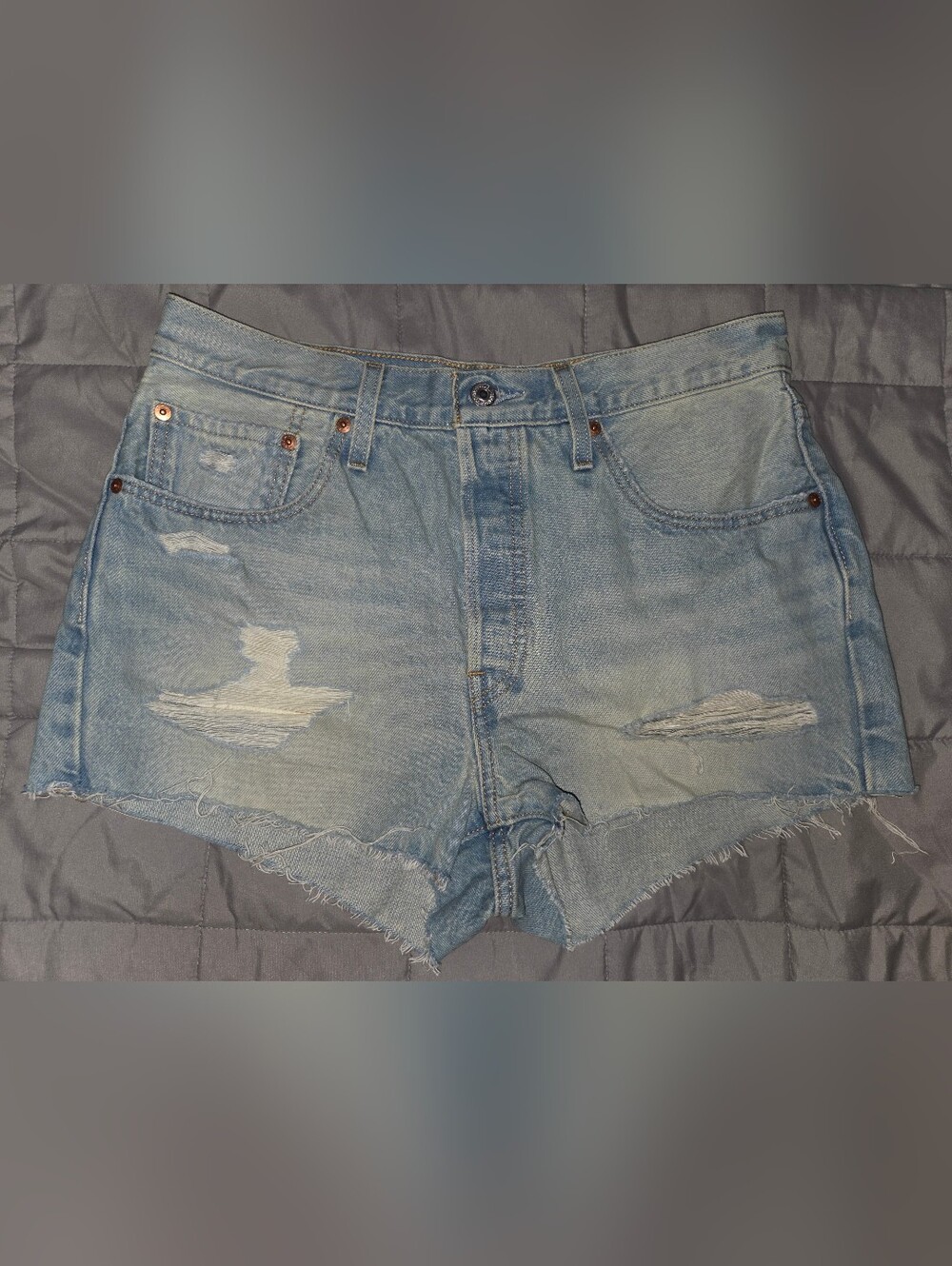 Levi's Light Blue Distressed Denim Jean Shorts Waist Size 31